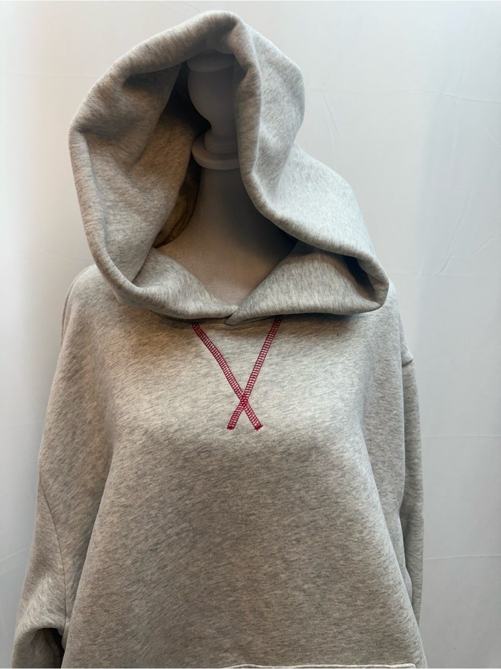 Parke Valentine’s Collection Gray Hooded Sweatshirt with Red Stitch XXL NEW - Picture 2 of 5
